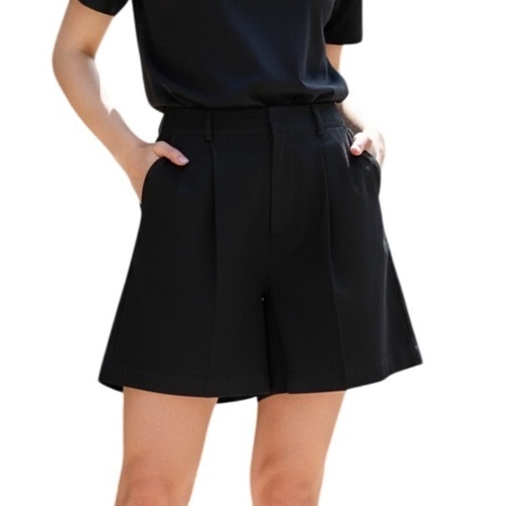 100% Linen High‎ Waisted Pleated Shorts Size 12